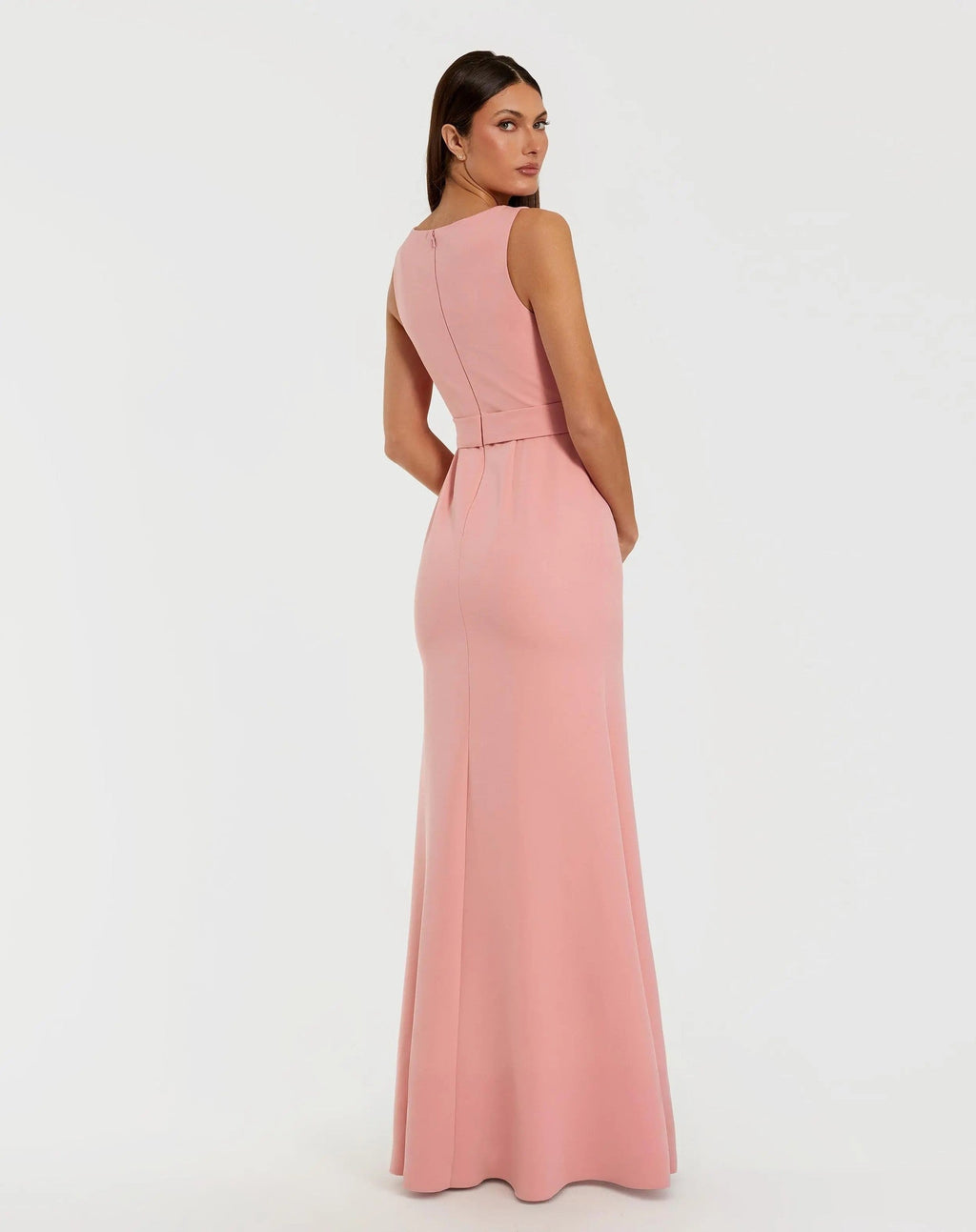 Rose Boat Neck Trumpet Gown With Flower