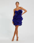 Cobalt Strapless Ruffle Mini Dress