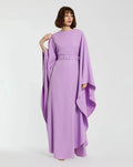 Crepe Boat Neck Kaftan Dress With Belt