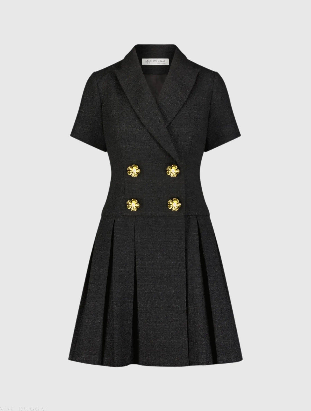 Black Tweed Short Sleeve Blazer Mini Dress - FINAL SALE