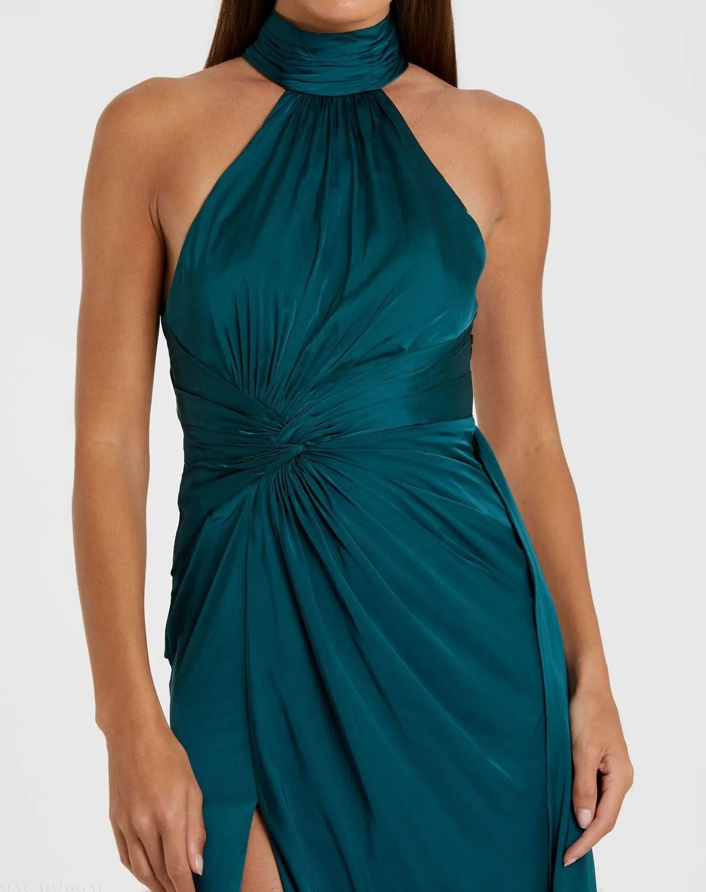 Ocean Sleeveless Open Back Satin Gown