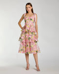Blush Multi Floral Embroidered Tiered Midi Dress