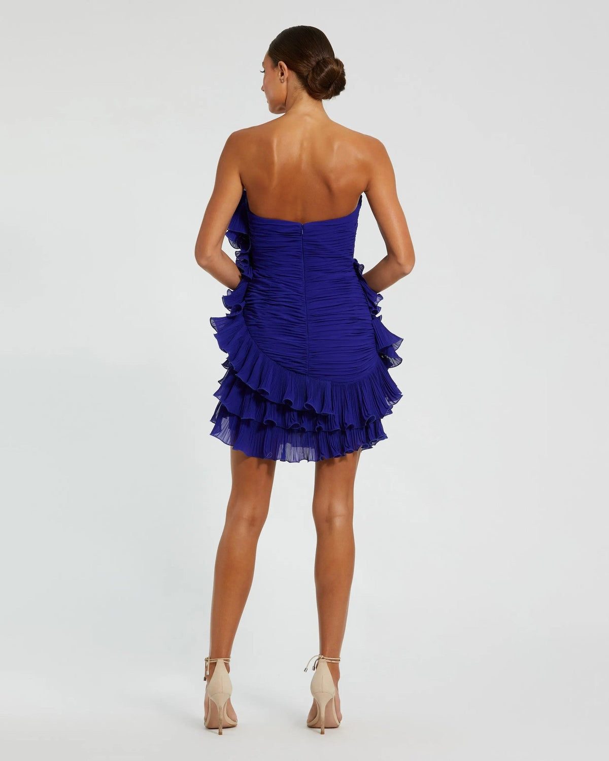 Cobalt Strapless Ruffle Mini Dress