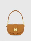 Grain Leather Saddle Bag With Gold Hardware - FINAL SALE