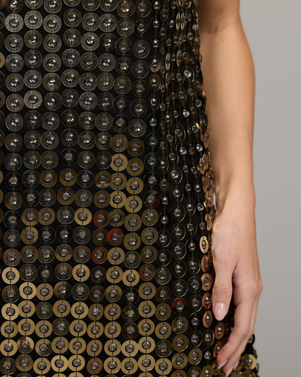 Black Metallic Embellished Mini Dress