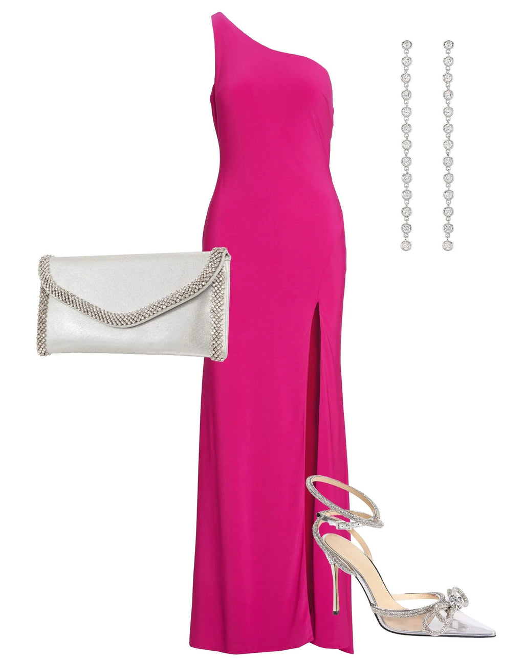 Pink Jersey One Shoulder Draped Back Gown