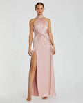 Shell Pink Sleeveless Open Back Satin Gown