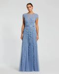 Floral Embellished Cap Sleeve Gown
