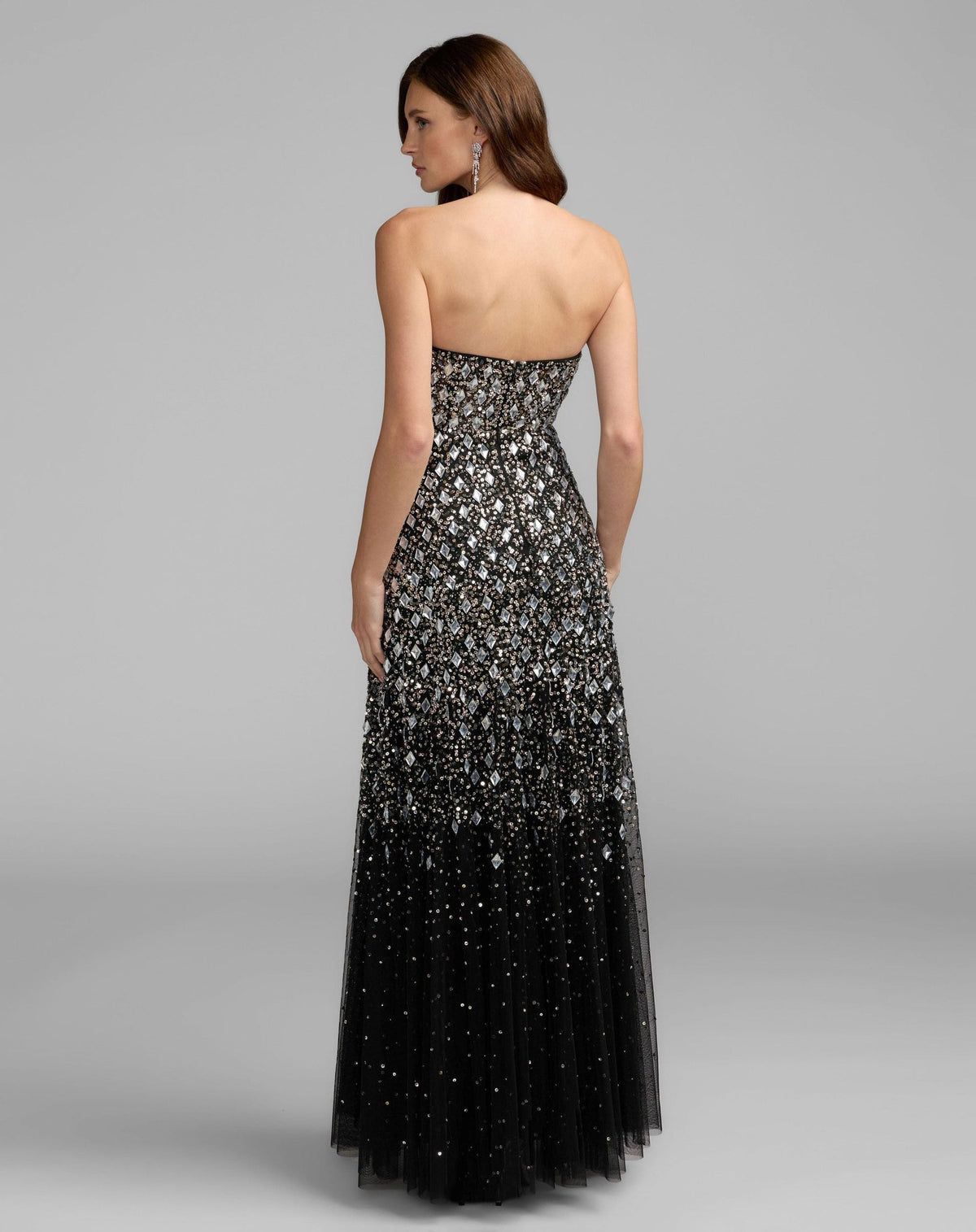 Black Strapless Sweetheart Embellished A-Line Gown