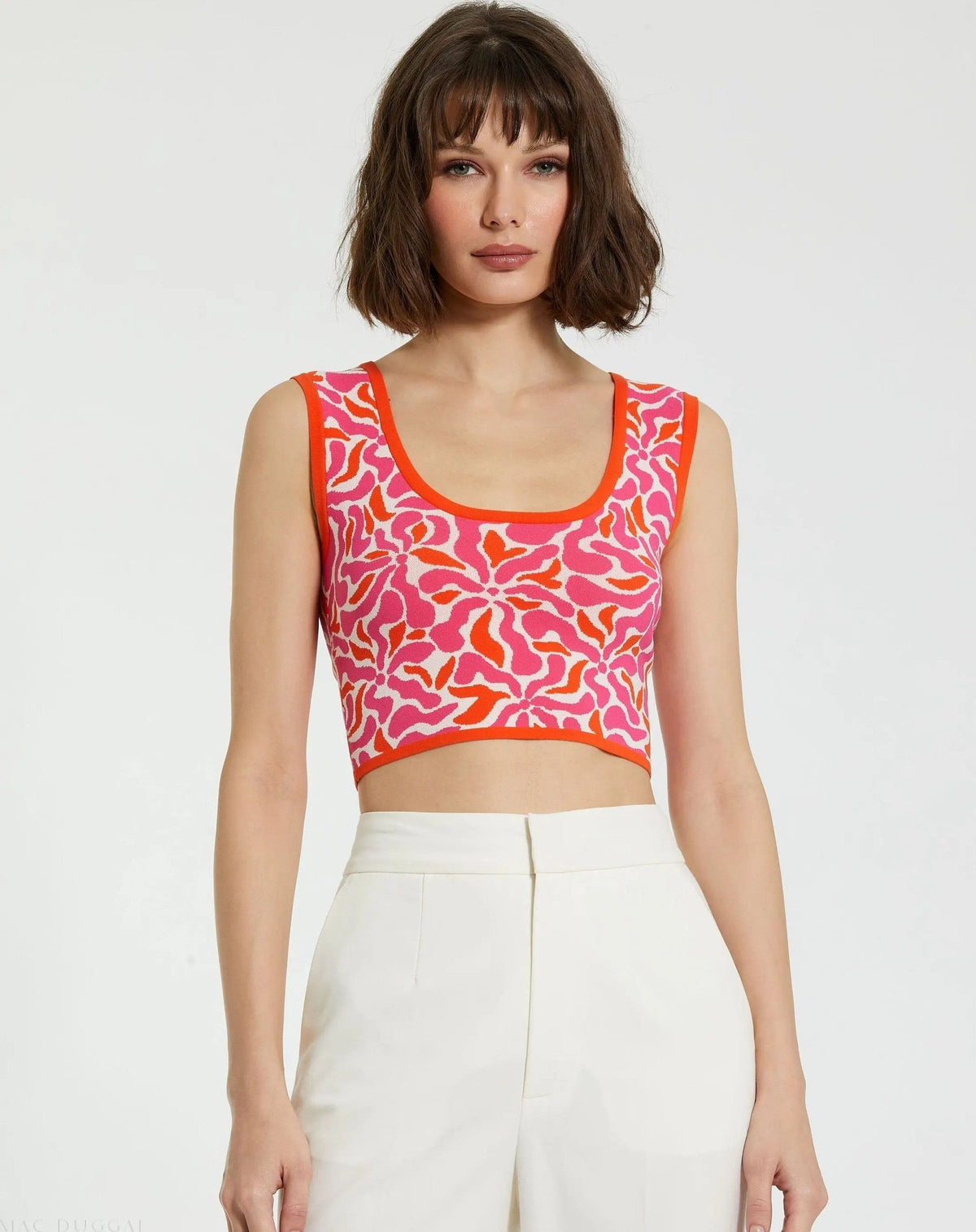 Multicolor Sleeveless Floral Knit Cropped Tank Top - FINAL SALE