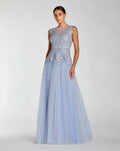 Periwinkle Sleeveless Embellished Bodice A-Line Gown