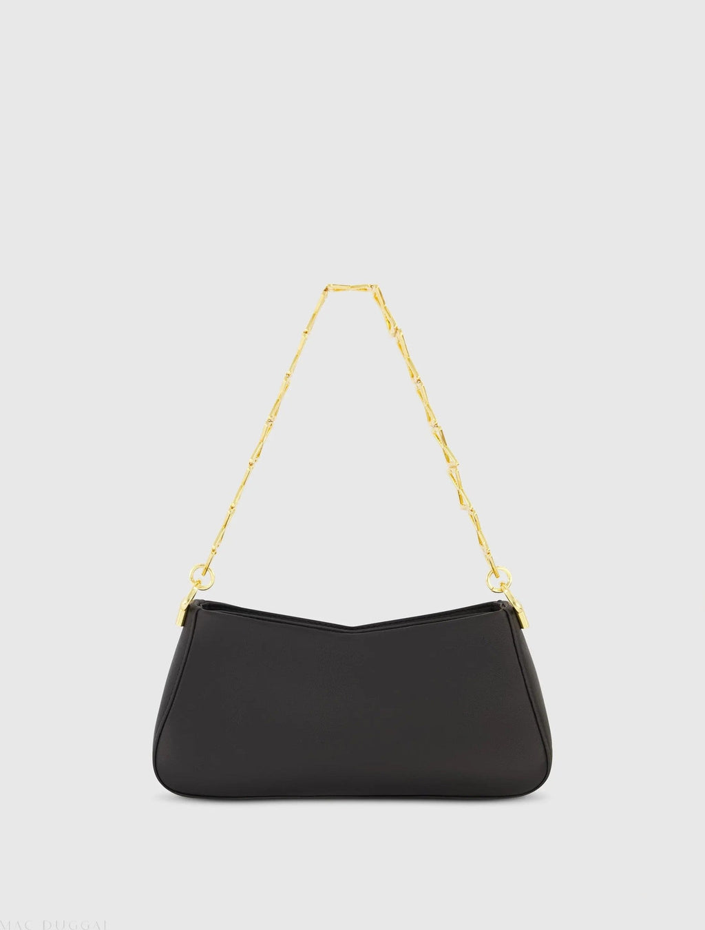 Black Small Leather Shoulder Bag with Gold Chain