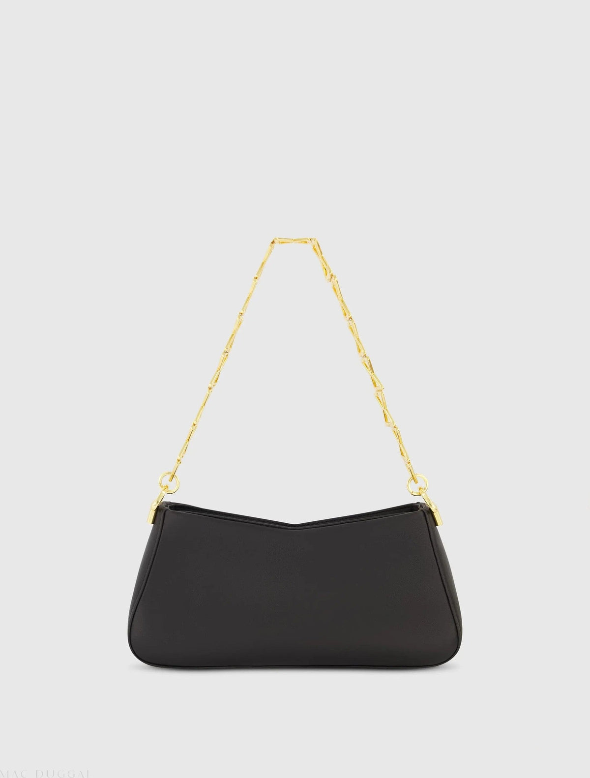 Black Small Leather Shoulder Bag with Gold Chain