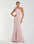 Blush One Shoulder Mermaid Gown With 3D Flower