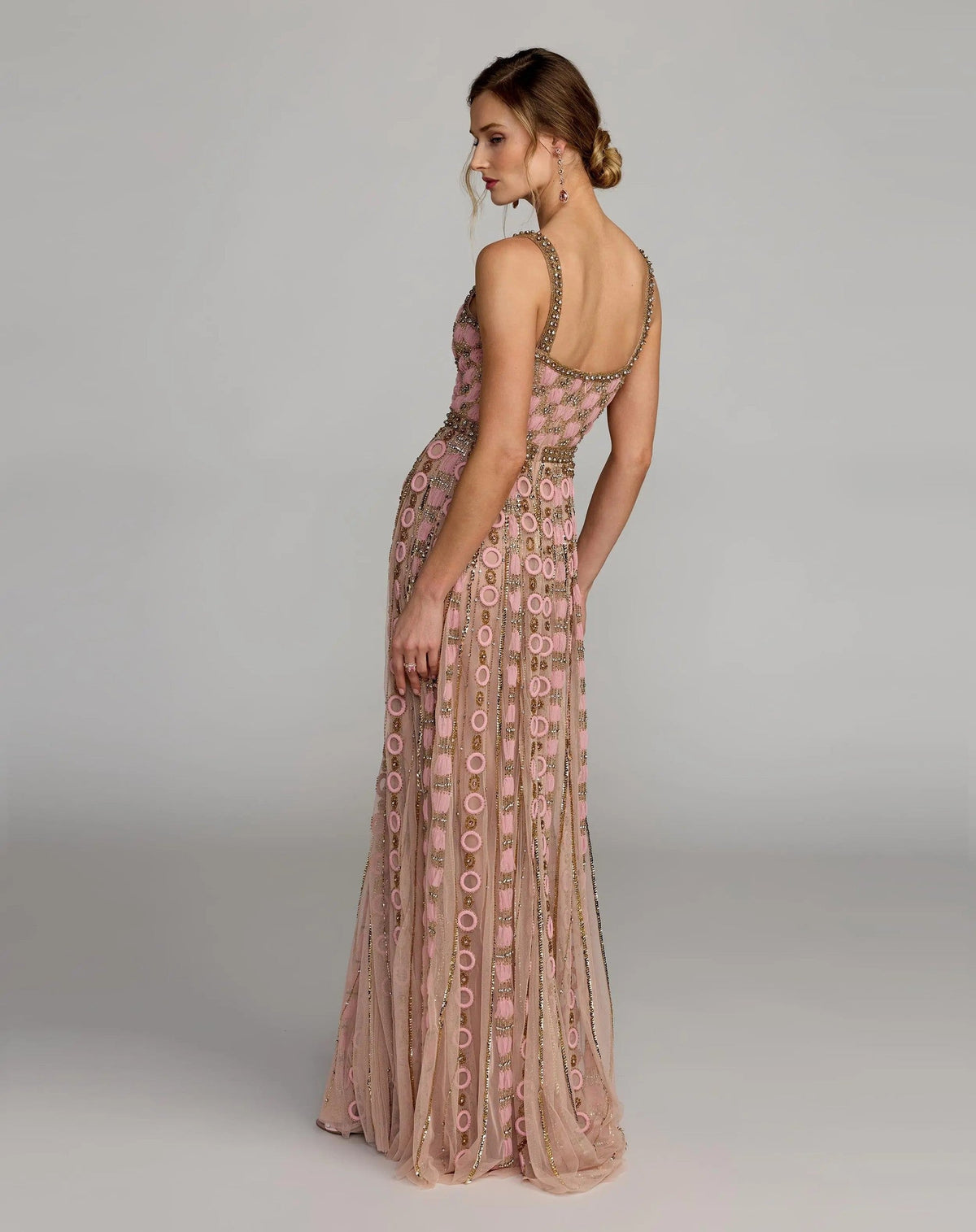 Rose Sleeveless Embellished A-line Gown