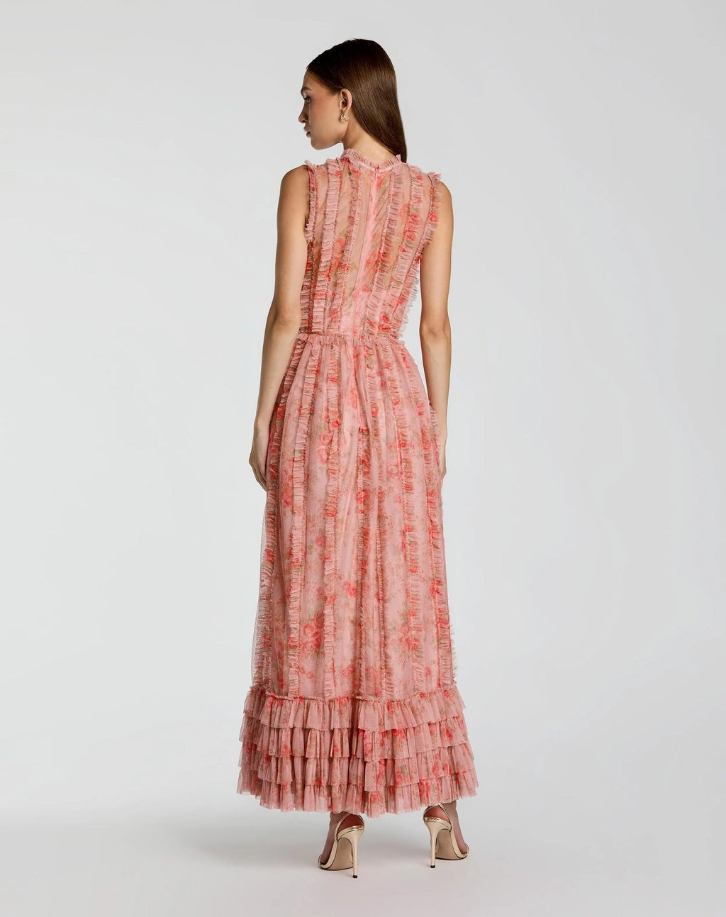 Rose Multi Floral Print Ruffle Maxi Dress