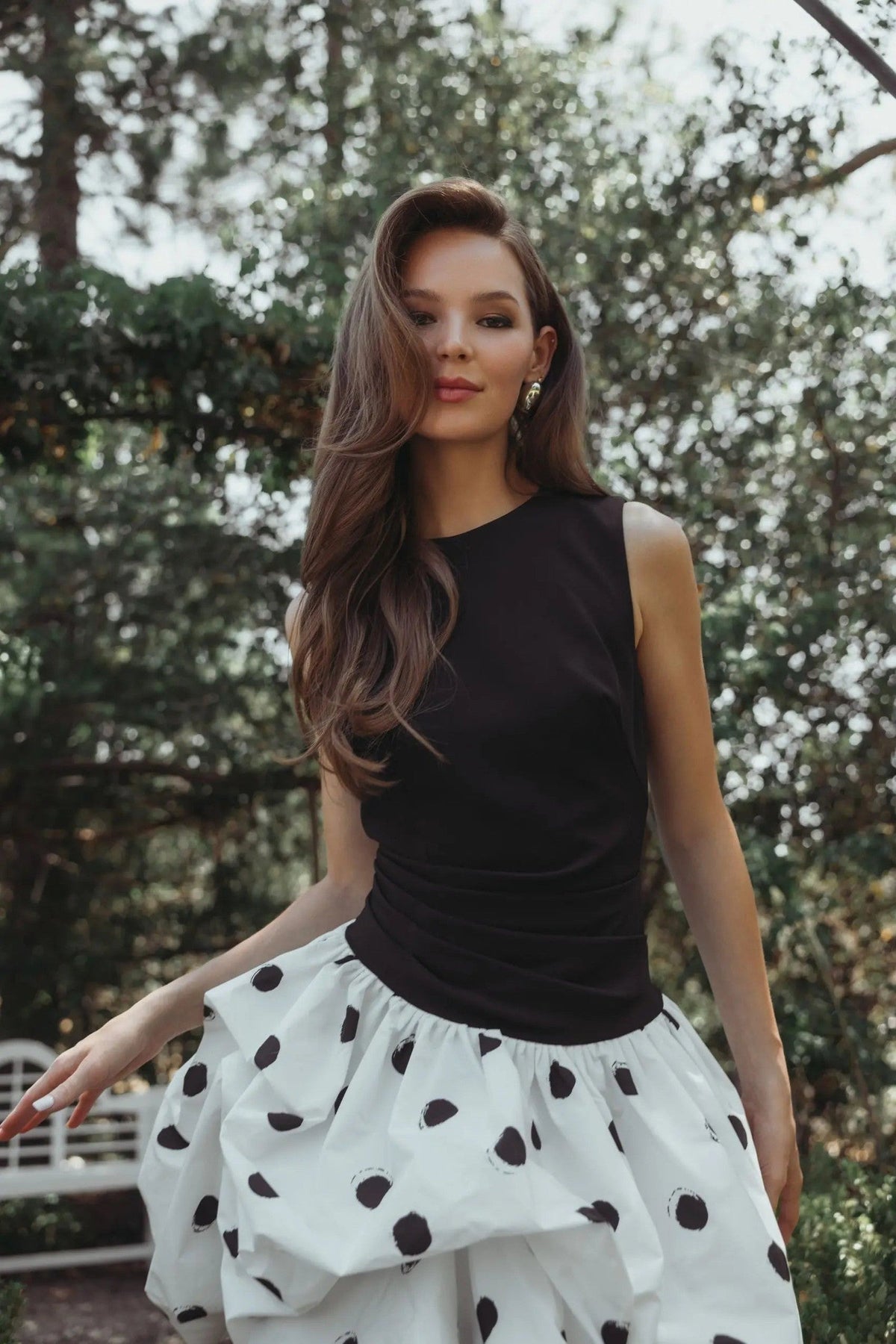 Black Ivory Polka Dot Bubble Skirt Mini Dress
