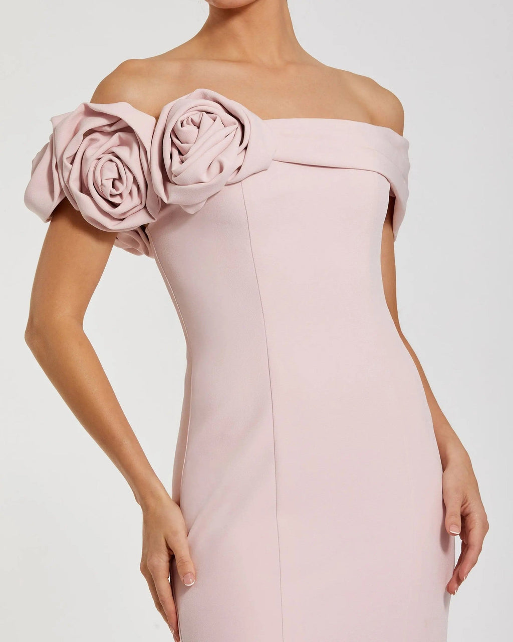 Vintage Rose Off The Shoulder Crepe Mermaid Gown