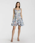 Platinum Multi Floral Square Neck Ruffled Cotton Mini Dress