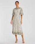 Silver Flounce Sleeve Midi Dress - FINAL SALE