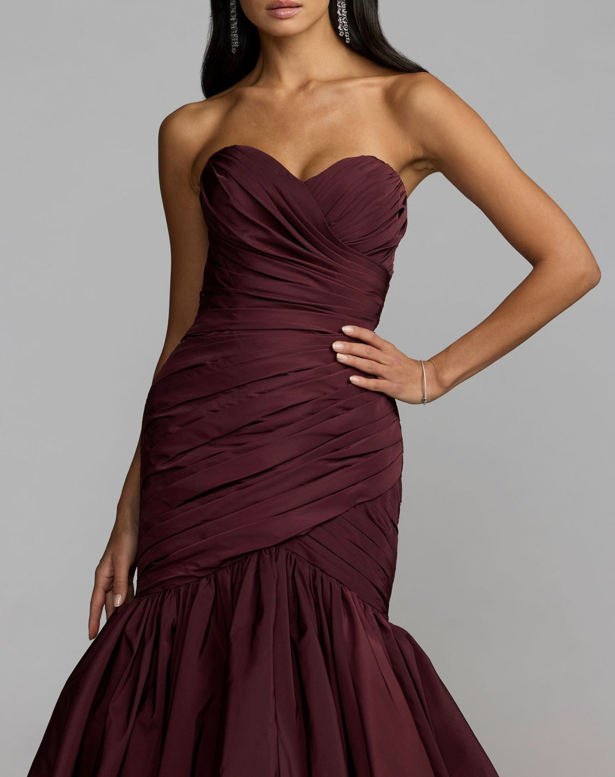Amethyst Ruched Mermaid Gown with Bubble Hem
