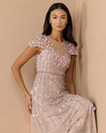 Vintage Lilac Embellished Lace Illusion Neck A-Line Gown
