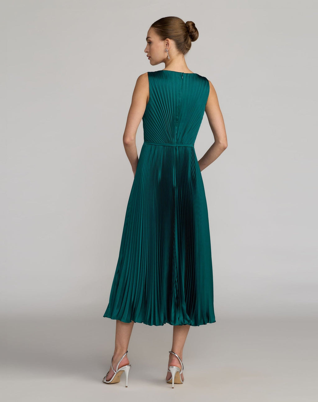 Petite Ocean Blue Sleeveless High Neck Pleated Midi Dress