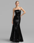 Strapless Sequin Trumpet Gown With Bow Detail