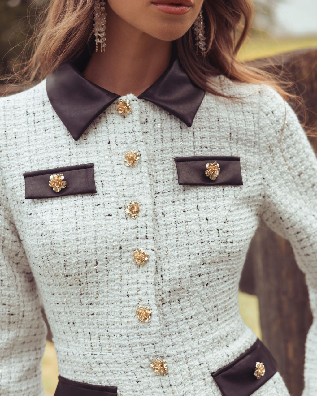 Ivory Long Sleeve Button Up Collared Mini Dress