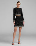 Black Embellished Top And Mini Skirt Set