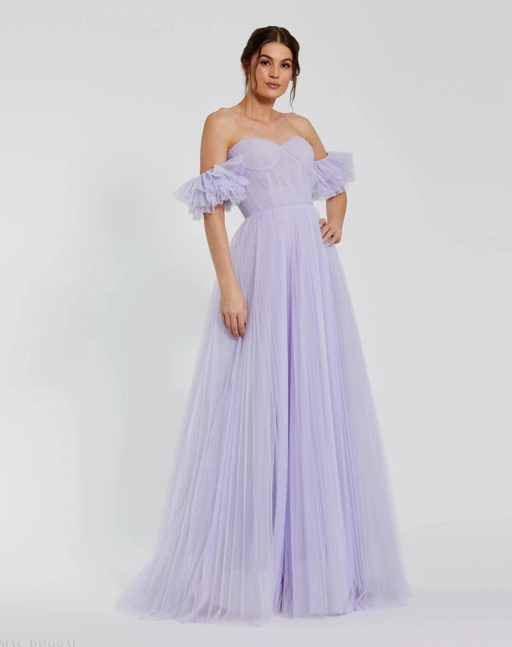 Purple Off The Shoulder Tulle A Line Gown - FINAL SALE