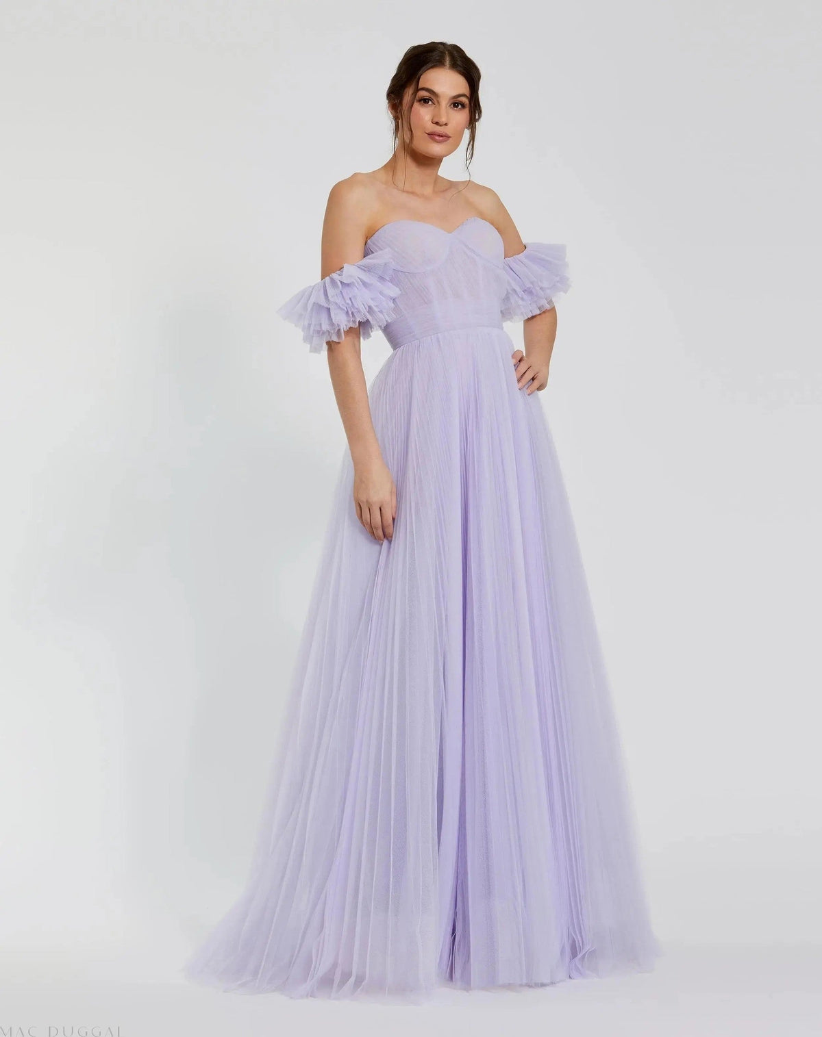 Purple Off The Shoulder Tulle A Line Gown - FINAL SALE