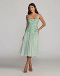 Seafoam Multi Beaded Sleeveless Scoop Neck Midi Dress