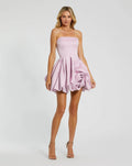 Lilac Strapless Mini Dress With 3D Rosette
