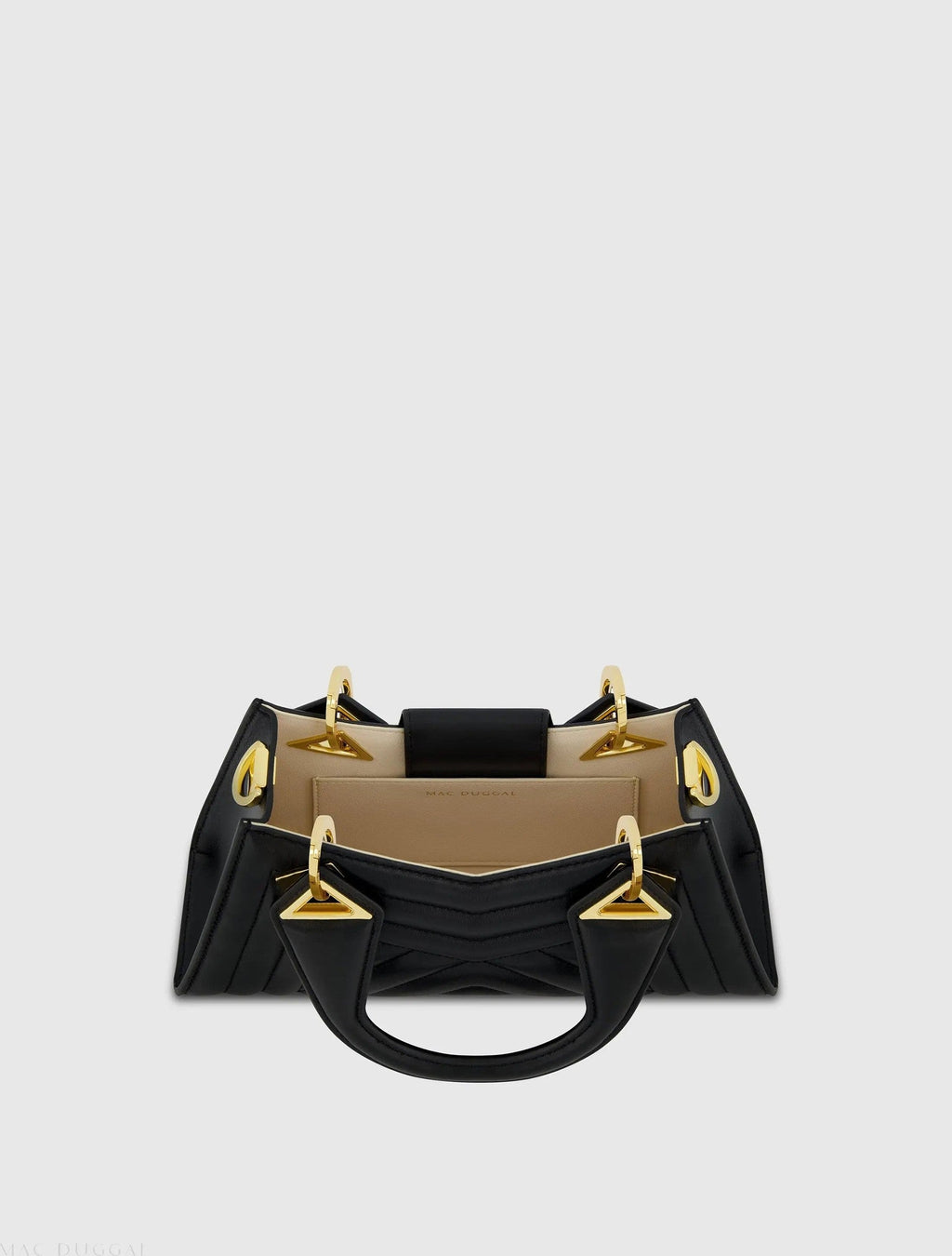 Black Angular Quilted Napa Leather Handbag