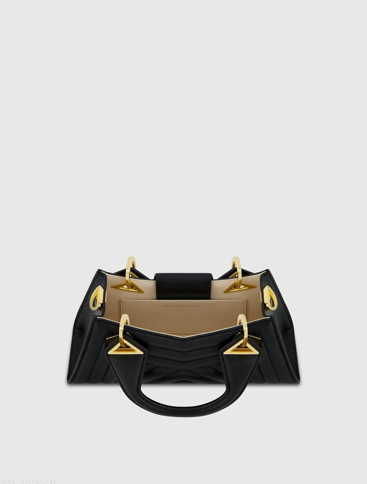 Black Angular Quilted Napa Leather Handbag