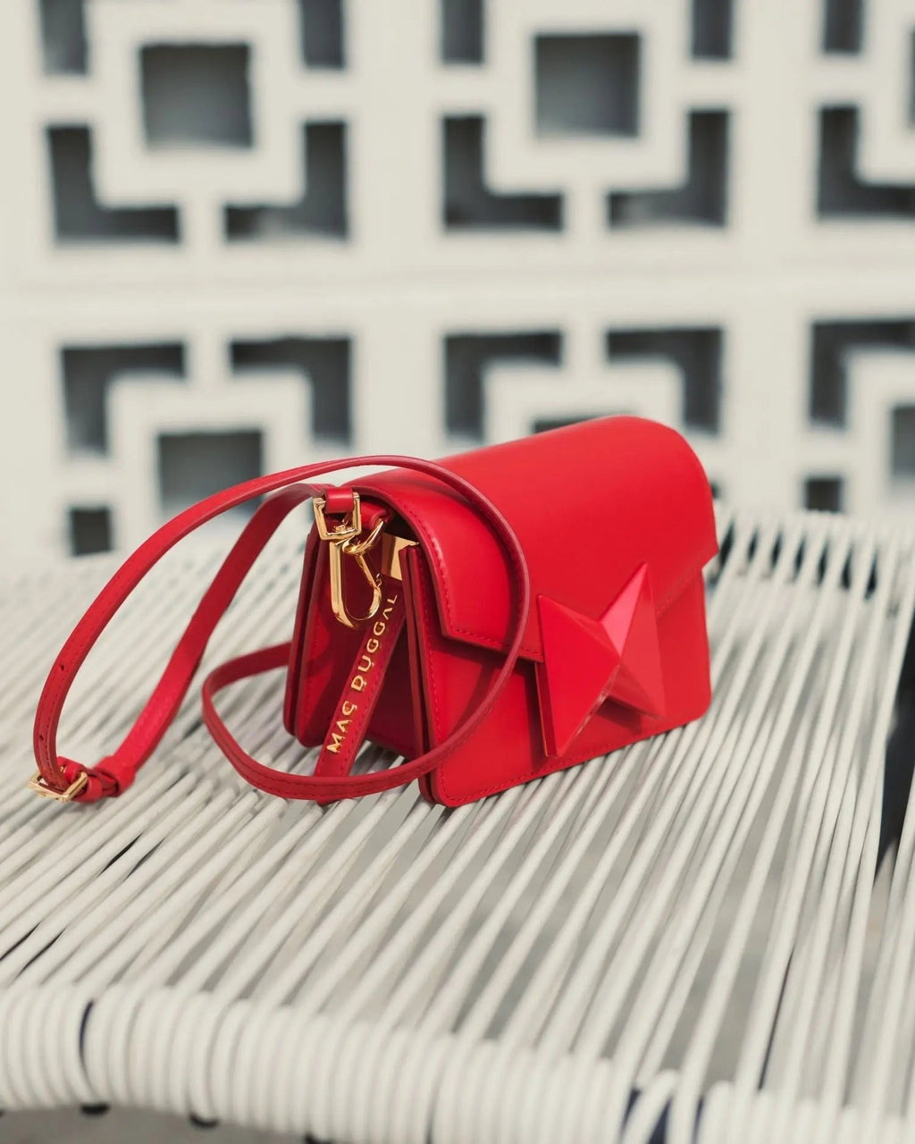 Red Mini Leather Structured Crossbody Bag