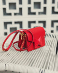 Red Mini Leather Structured Crossbody Bag