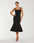 Sleeveless Midi Dress With Floral Embellishments