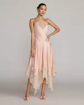 Ballet Slipper Lace Trim Handkerchief Midi Dress