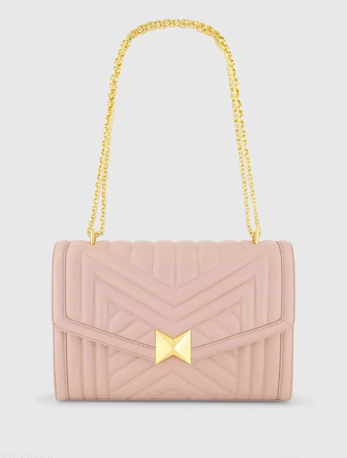 Pink Quilted Napa Leather Handbag With Gold Hardware