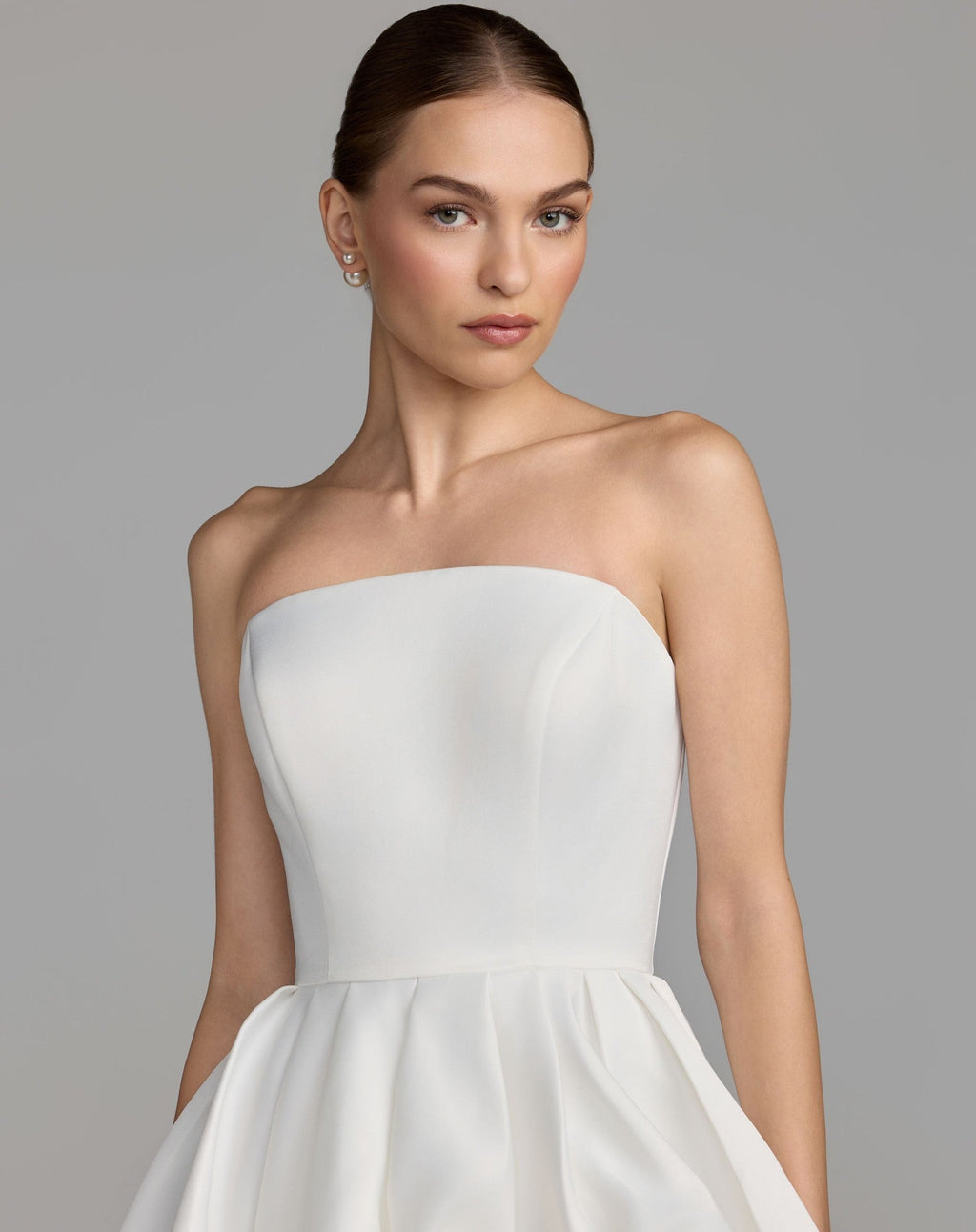 Ivory Strapless Mini Dress With 3D Rosette