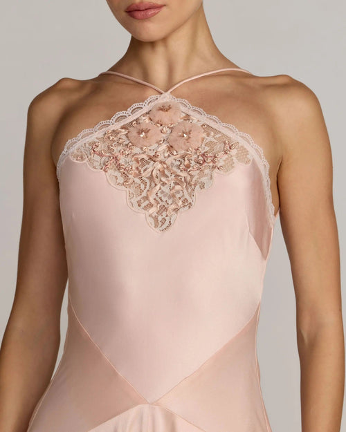 Ballet Slipper Lace Trim Handkerchief Midi Dress