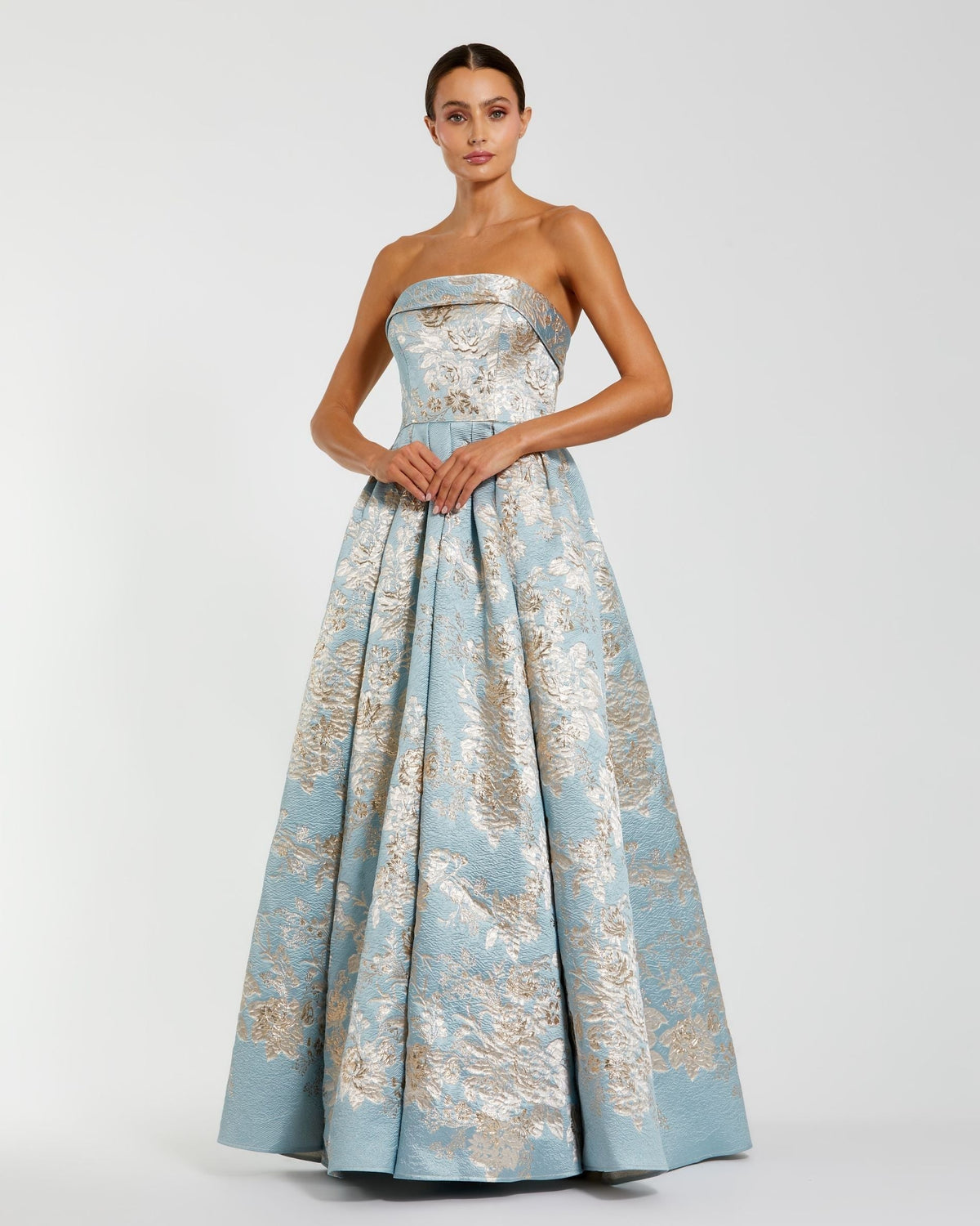 Strapless Brocade Ball Gown with Pockets