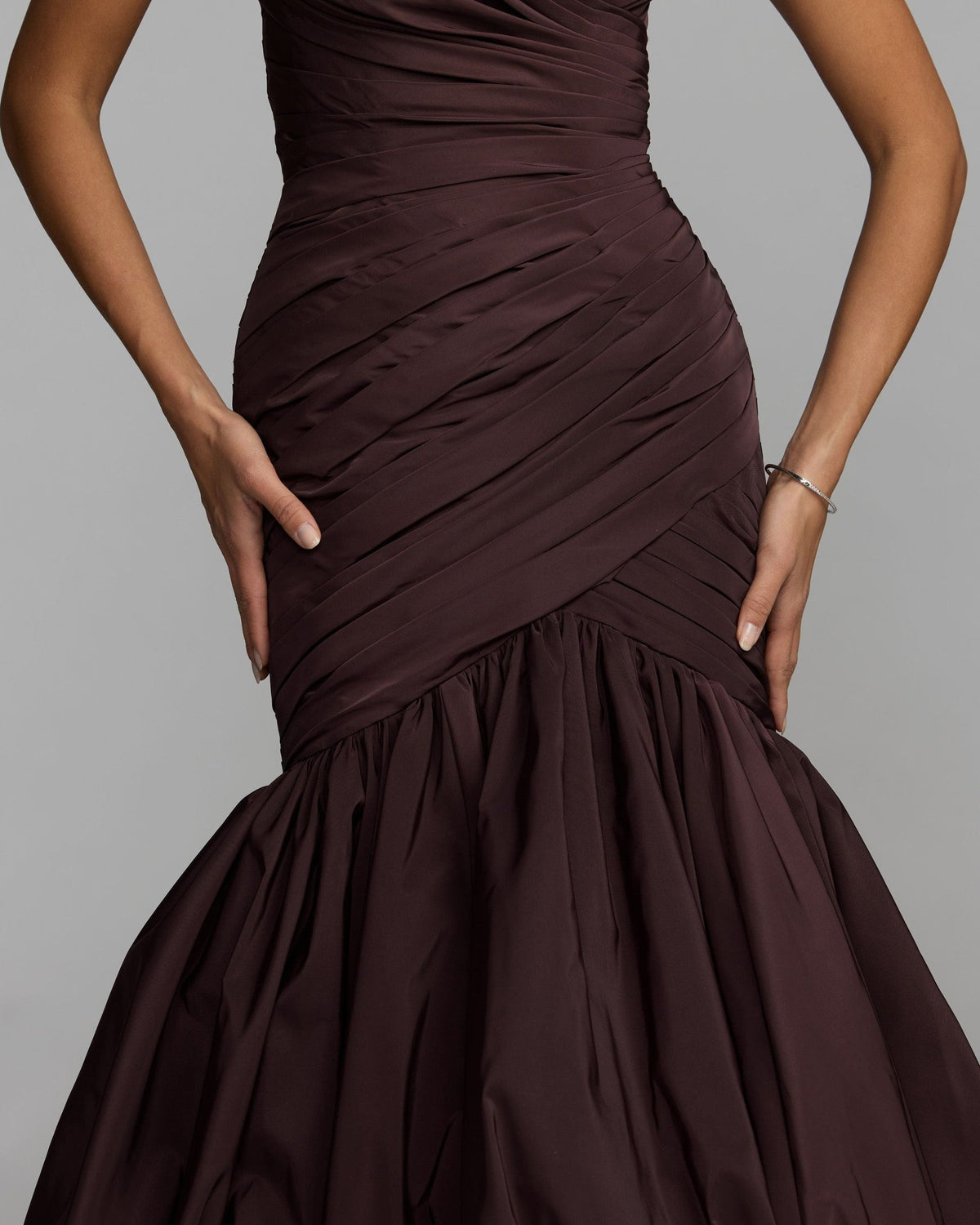 Amethyst Ruched Mermaid Gown with Bubble Hem
