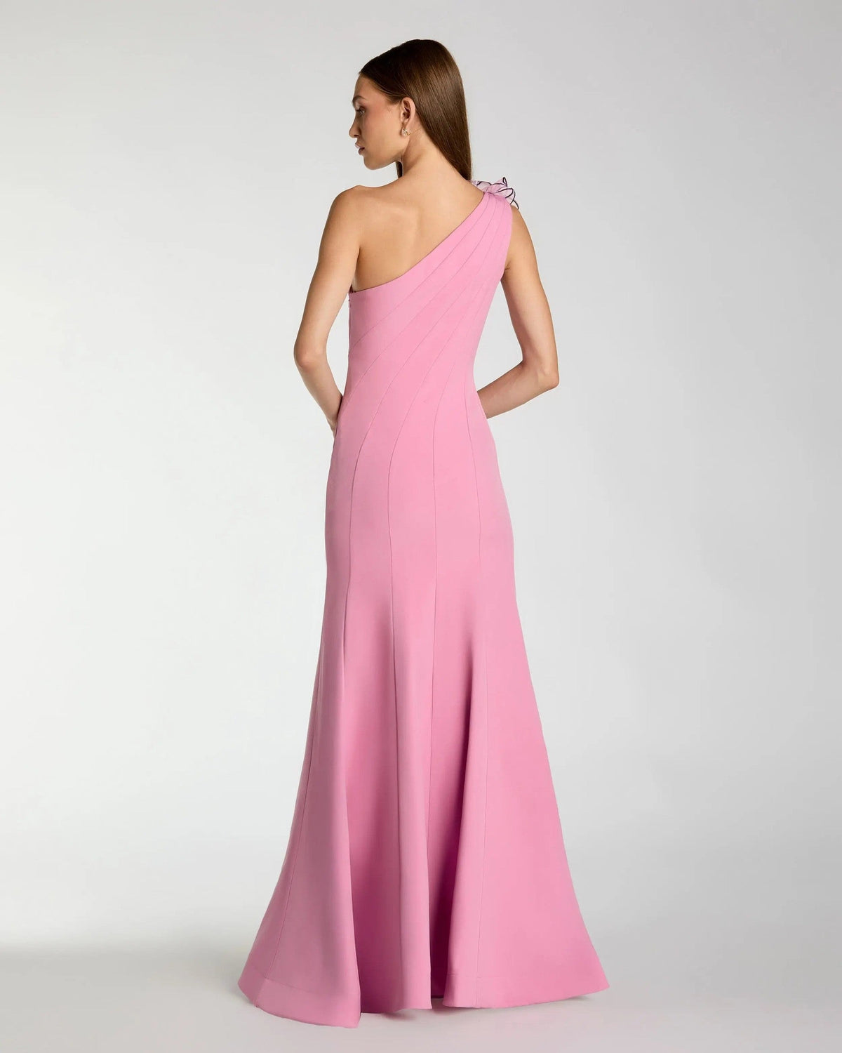 Orchid One Shoulder Floral Appliqué Gown