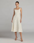 Ivory Embellished Boucle Sleeveless A-Line Midi Dress