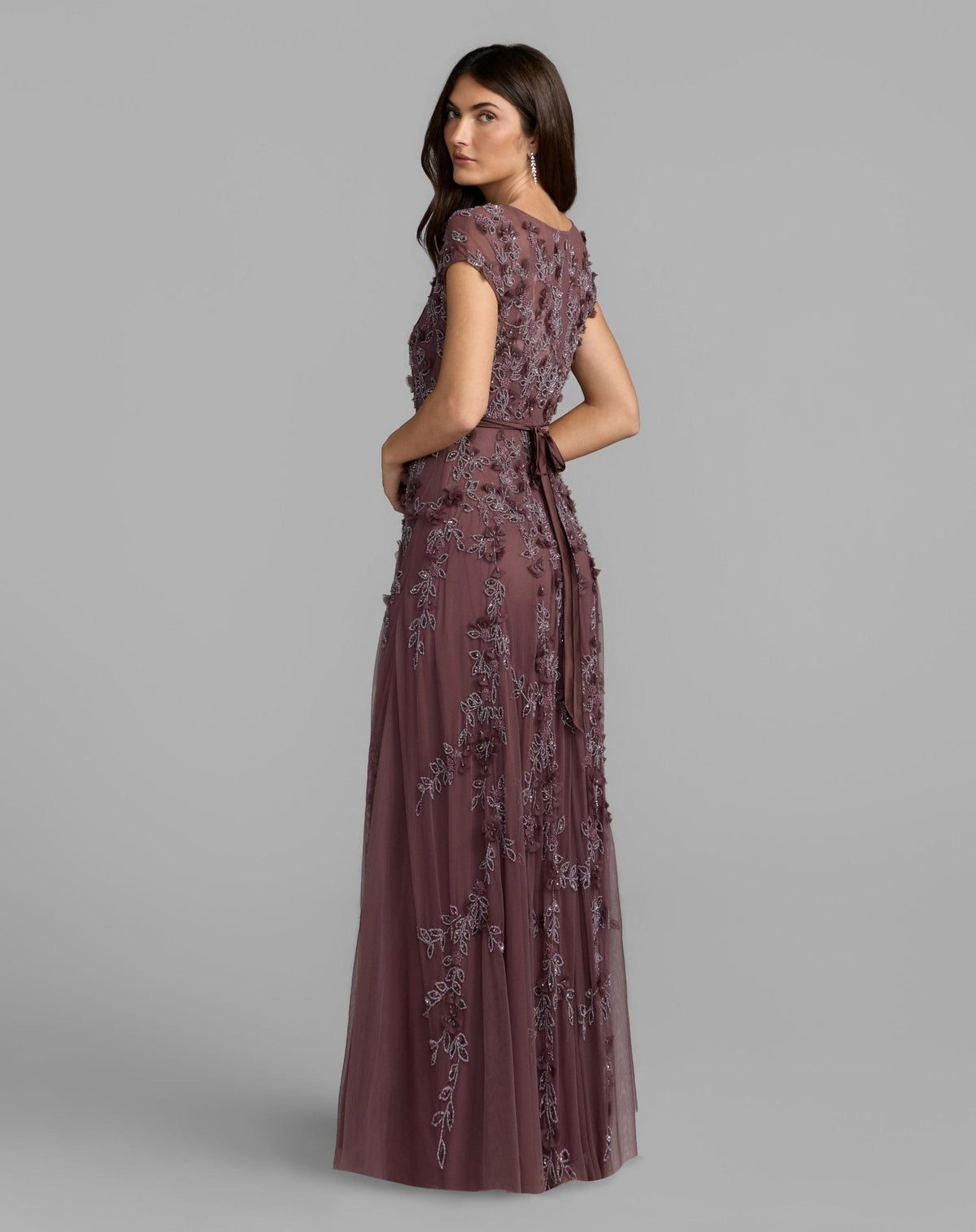 Heather Floral Embellished Cap Sleeve Gown
