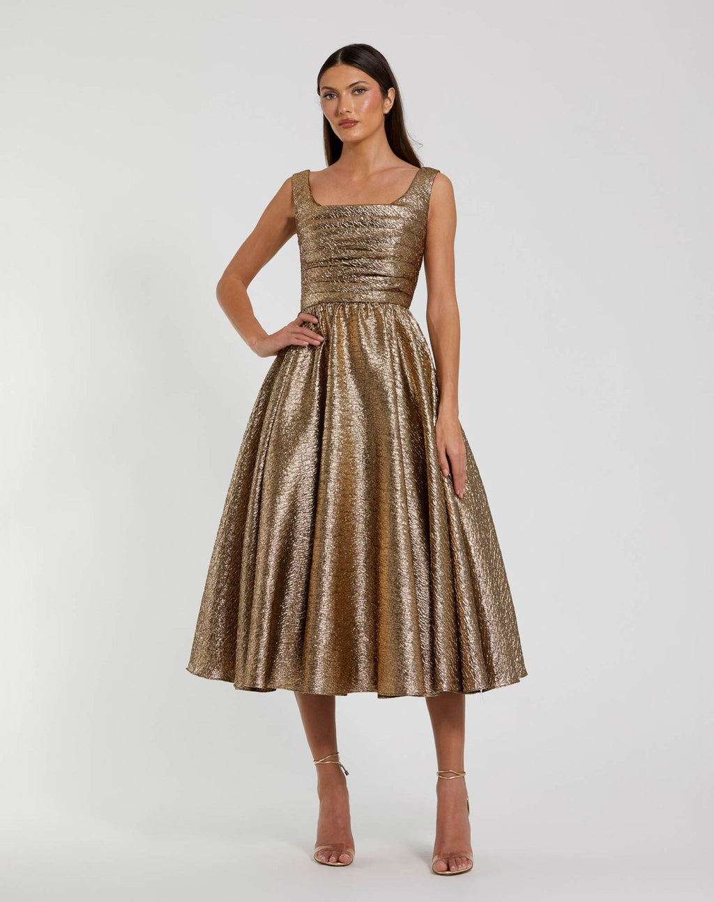 Square Neck Sleeveless A Line Dress