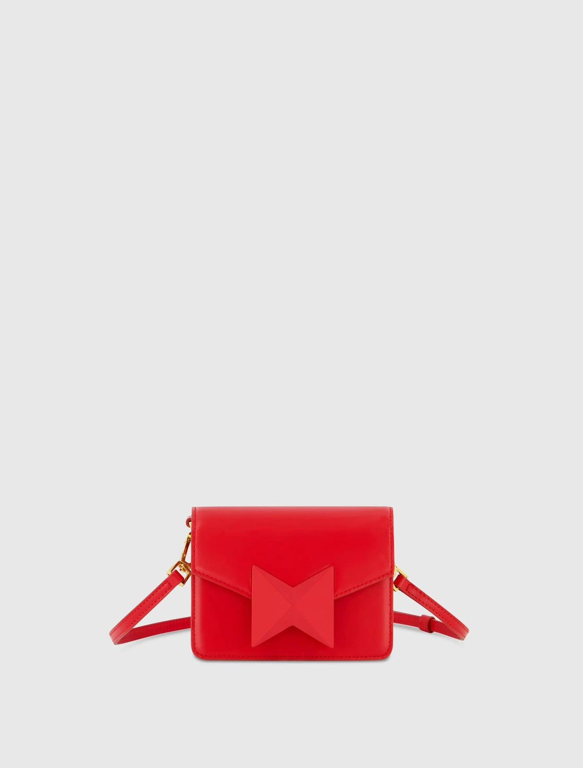 Red Mini Leather Structured Crossbody Bag